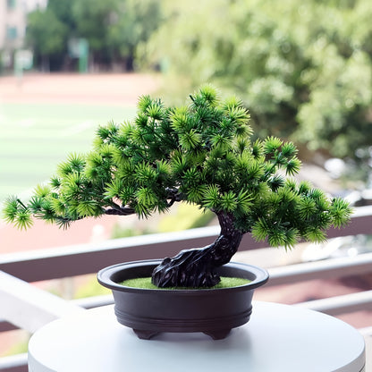 Charming 24.13cm Artificial Pine Bonsai Tree - Perfect For Home & Office Decor, Zen Garden, Bookshelf Accent, And Farmhouse Style