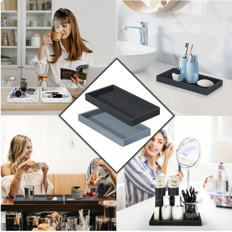 Elegant Silicone Vanity Tray - Perfect for Bathroom Countertop Organization, Jewelry & Decor Storage