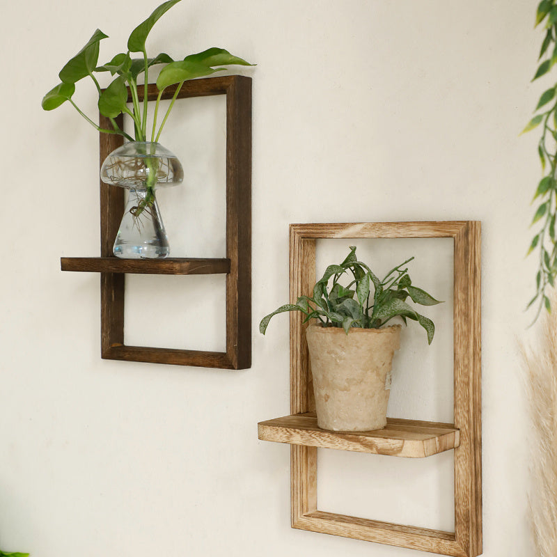 Rustic Wooden Floating Shelf - Wall-Mounted Storage & Display for Bedroom, Kitchen, and Bathroom Decor