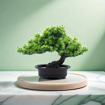 Charming 24.13cm Artificial Pine Bonsai Tree - Perfect For Home & Office Decor, Zen Garden, Bookshelf Accent, And Farmhouse Style