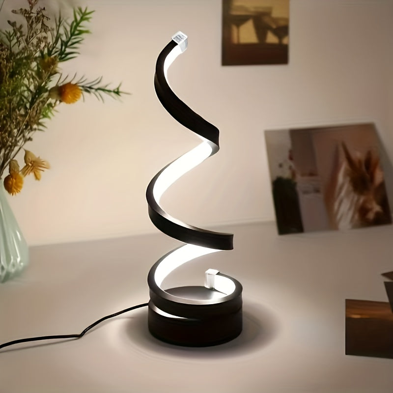 1pc Spiral Table Lamp, Nordic Modern Bedroom Bedside Lamp, Novel European Table Lamp, Study Lamp, Nightstand Table Lamp