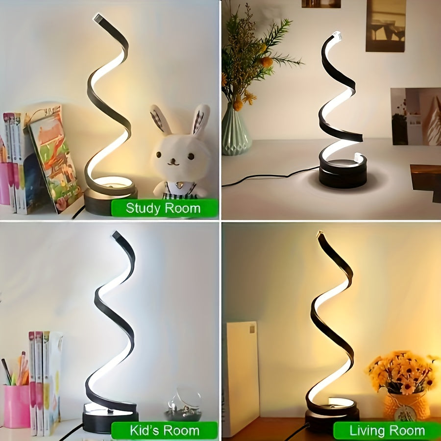 1pc Spiral Table Lamp, Nordic Modern Bedroom Bedside Lamp, Novel European Table Lamp, Study Lamp, Nightstand Table Lamp