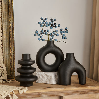 Bohemian Ceramic Vase Set of 3: Modern Geometric Vases for Home Decor - Perfect for Pampas Grass Arrangements