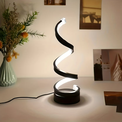 1pc Spiral Table Lamp, Nordic Modern Bedroom Bedside Lamp, Novel European Table Lamp, Study Lamp, Nightstand Table Lamp