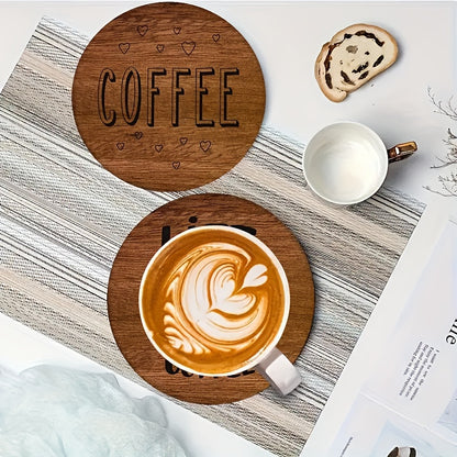 6pcs Set Solid Wood Coffee Coasters - Heat-Resistant, Decorative Table Mats For Mugs - Ideal For Cafes, Offices, Kitchens & Restaurants - Perfect Birthday Or Christmas Gift