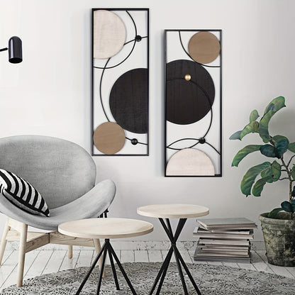 2-Piece Abstract Metal Wall Art, Minimalist Astronomy-Inspired Geometric Wall Decor, Portrait Orientation Hanging Metal Sculptures for Living Room, Bedroom, Office, No Electricity Needed