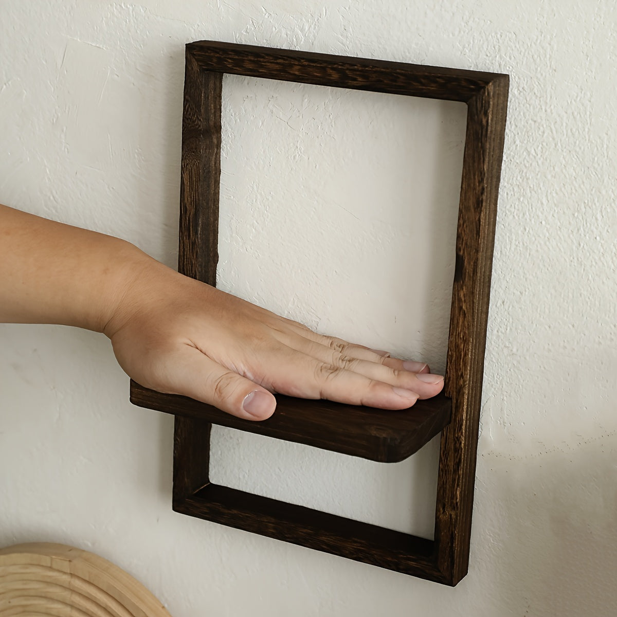 Rustic Wooden Floating Shelf - Wall-Mounted Storage & Display for Bedroom, Kitchen, and Bathroom Decor