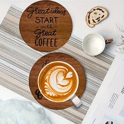 6pcs Set Solid Wood Coffee Coasters - Heat-Resistant, Decorative Table Mats For Mugs - Ideal For Cafes, Offices, Kitchens & Restaurants - Perfect Birthday Or Christmas Gift