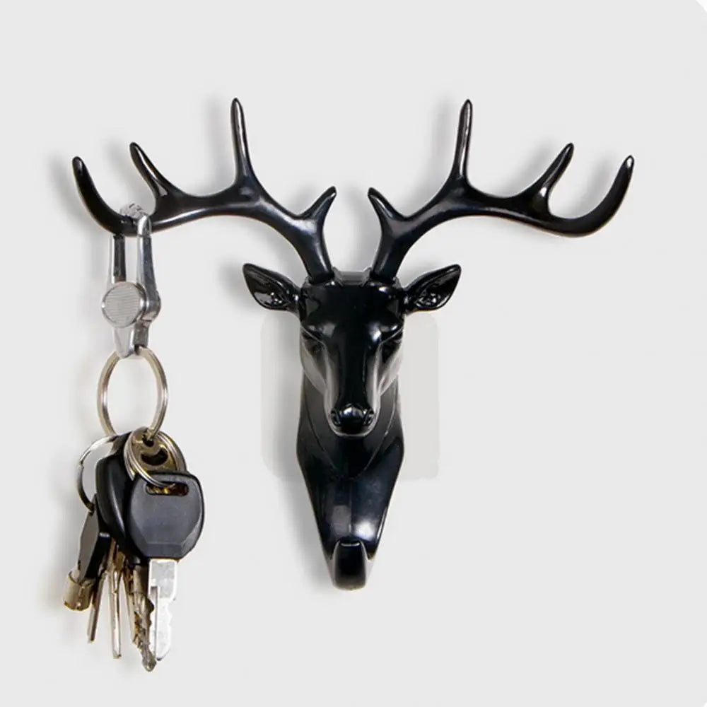 Fashion Cute Antler Hook Deer Head Key Holder Hanger Living Room Wall Decorative Ornament Home Decor Accessories