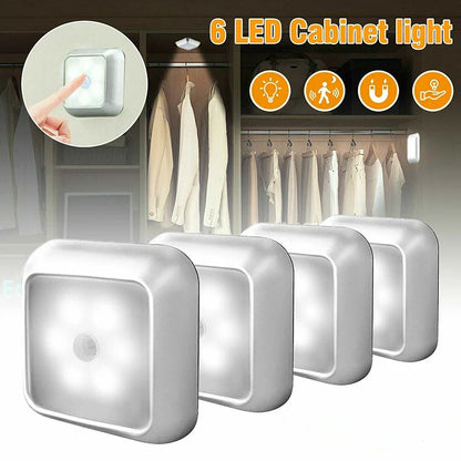 6 LED Night Light PIR Auto Motion Sensor Night Lamp For Children Living Room Bedroom Home Staircase Closet Night Light Lamp