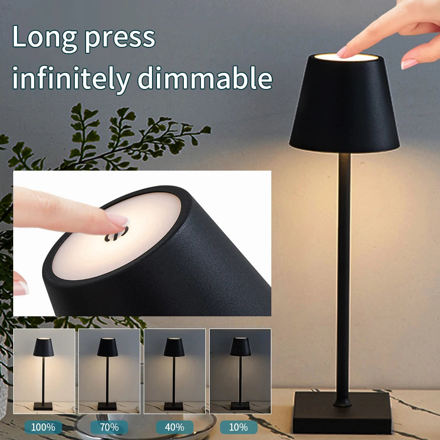 LED Table Lamps 3Levels Dimmable Wireless Led Desk Lamp Touch Night Light USB Rechargeable Touch Lamp For Room Study Office Bar