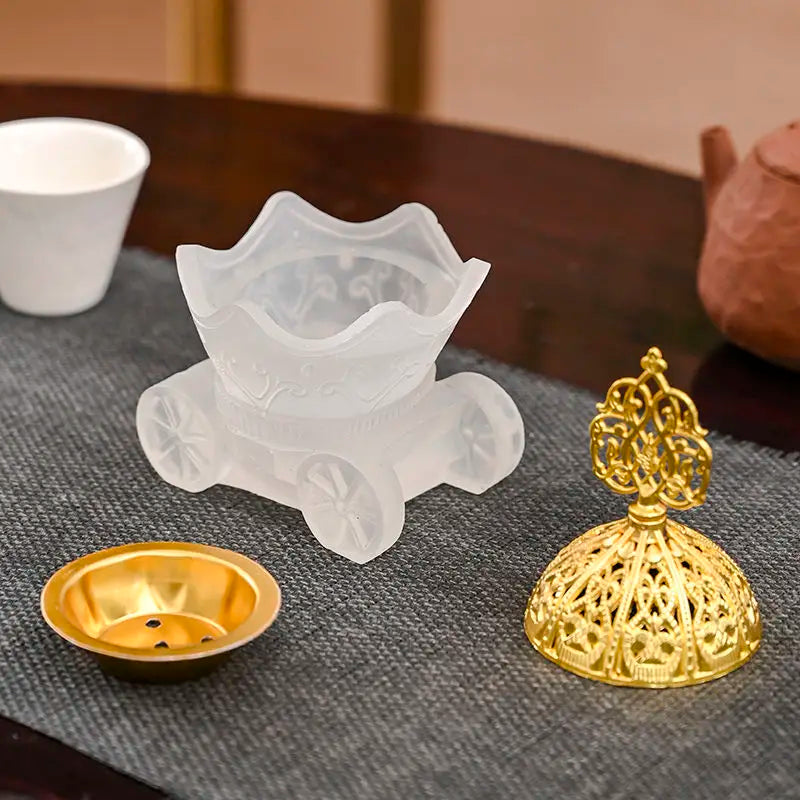 Imitation Glass Incense Burner with Lid Creative Handicrafts Ginkgo Biloba Home Indoor Decoration Living Room, Tea Ceremony, 1Pc