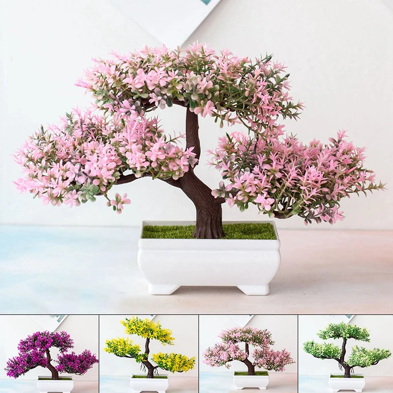 Artificial Plants Bonsai Small Tree Pot Fake Plant Flowers Potted Ornaments For Garden Decor Home Room Table Decor