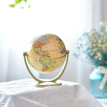 Creative Globe Small Ornament Retro Mini World Universal Ball Durable Water Proof Not Fade Swivel Stand Globe Bookcase Decor