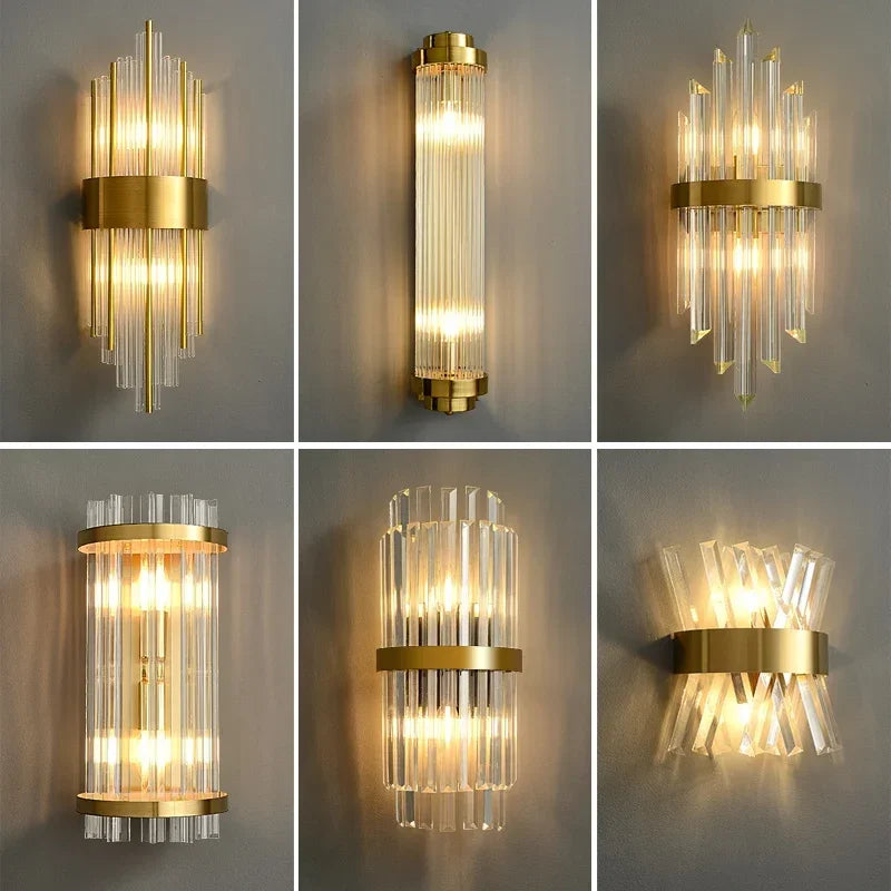 LED Luxury Crystal Wall Lamps For Living Room Hall Foyer Hotel Indoor Home Art Decor Wall Sconces Gold Bedside Lights Wall Light