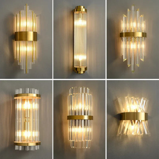 LED Luxury Crystal Wall Lamps For Living Room Hall Foyer Hotel Indoor Home Art Decor Wall Sconces Gold Bedside Lights Wall Light