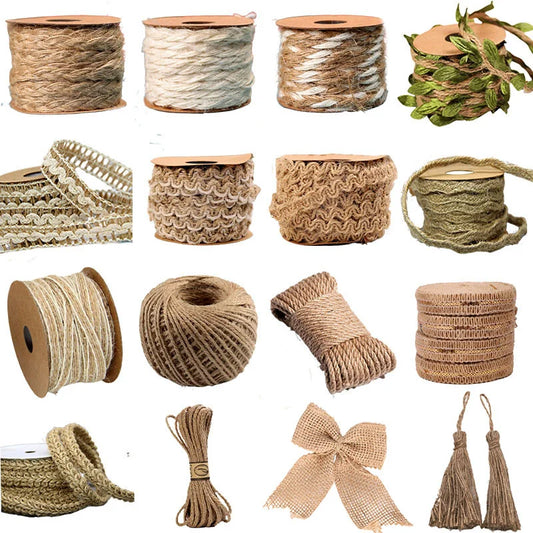 5M Natural Vintage Jute Cord String Gift Wrapping Ribbon Bows Crafts Jute Twine Rope Burlap Party Wedding Decoration Supplies