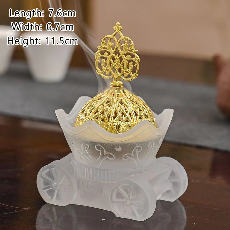 Imitation Glass Incense Burner with Lid Creative Handicrafts Ginkgo Biloba Home Indoor Decoration Living Room, Tea Ceremony, 1Pc