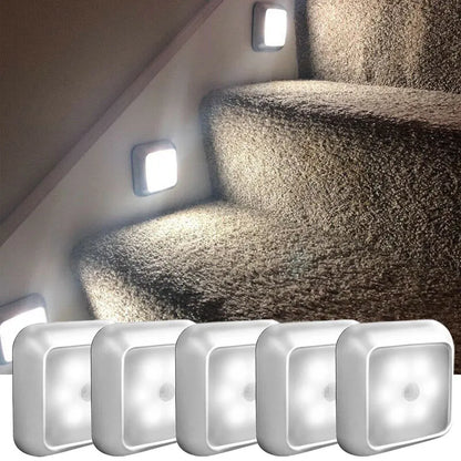 6 LED Night Light PIR Auto Motion Sensor Night Lamp For Children Living Room Bedroom Home Staircase Closet Night Light Lamp