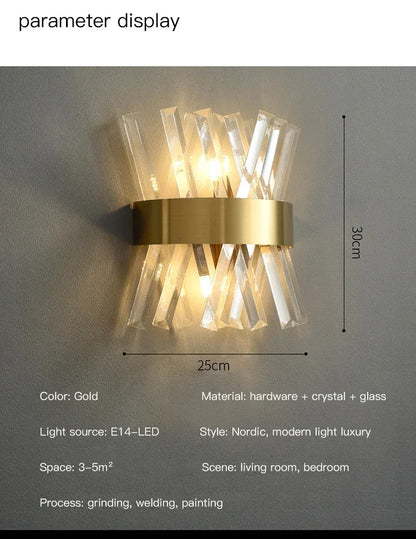 LED Luxury Crystal Wall Lamps For Living Room Hall Foyer Hotel Indoor Home Art Decor Wall Sconces Gold Bedside Lights Wall Light