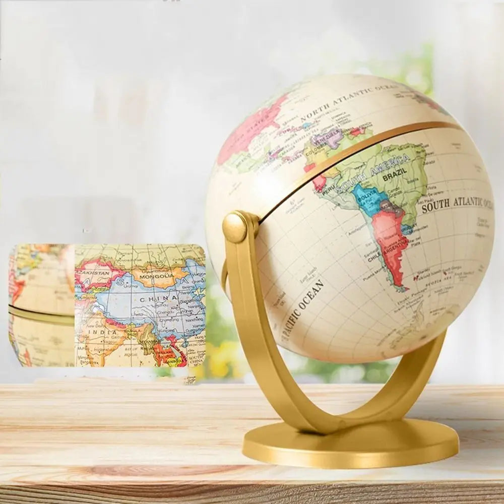 Creative Globe Small Ornament Retro Mini World Universal Ball Durable Water Proof Not Fade Swivel Stand Globe Bookcase Decor