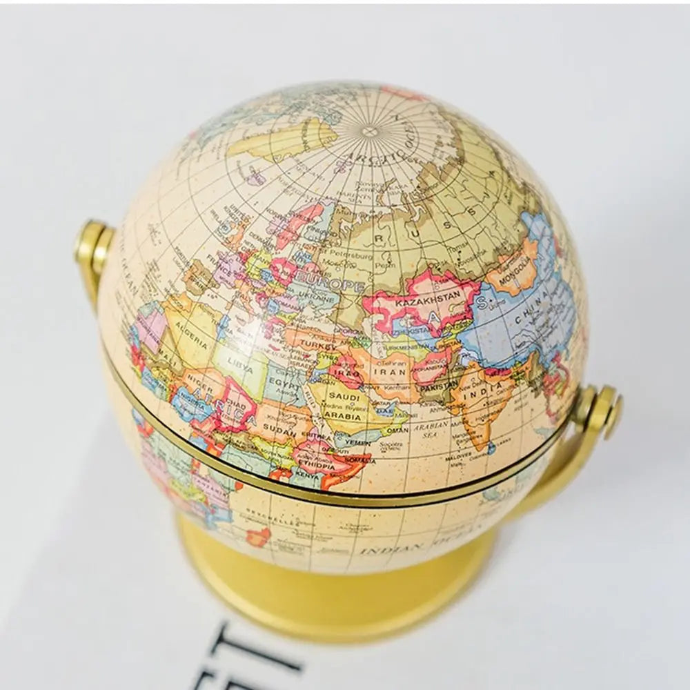 Creative Globe Small Ornament Retro Mini World Universal Ball Durable Water Proof Not Fade Swivel Stand Globe Bookcase Decor