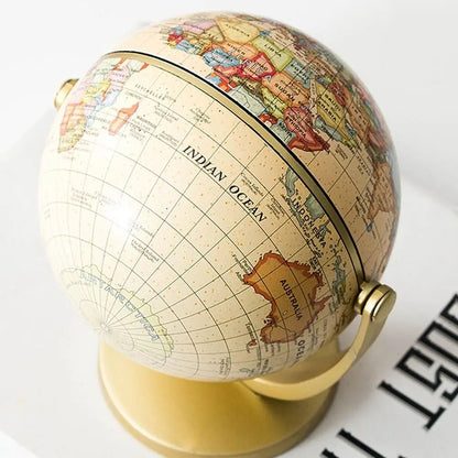 Creative Globe Small Ornament Retro Mini World Universal Ball Durable Water Proof Not Fade Swivel Stand Globe Bookcase Decor