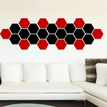 12Pcs/Pack Hexagon Mirror Sticker Gold Self Adhesive Tiles Wall Sticker Decals DIY Living Room Bedroom Bathroom Home Decorations