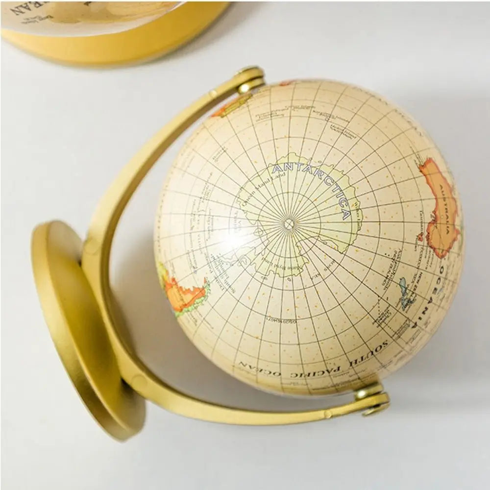 Creative Globe Small Ornament Retro Mini World Universal Ball Durable Water Proof Not Fade Swivel Stand Globe Bookcase Decor