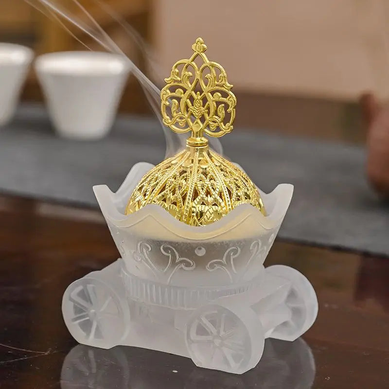 Imitation Glass Incense Burner with Lid Creative Handicrafts Ginkgo Biloba Home Indoor Decoration Living Room, Tea Ceremony, 1Pc