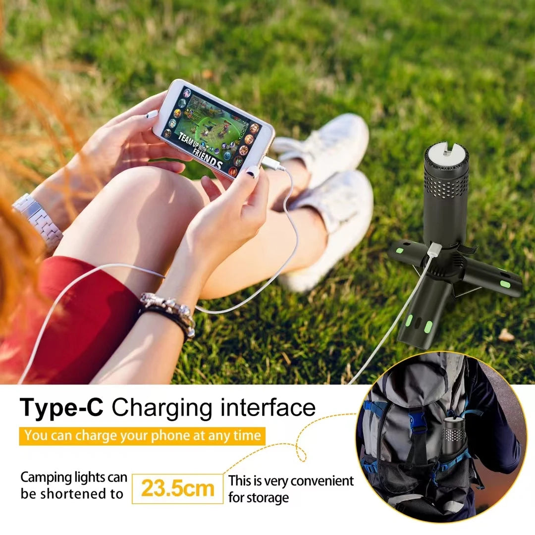 TREND_VOYAGE. Outdoor Camping Lamp USB Type C Camp Light Telescopic for Adventure, Hiking, Camping, Live Streaming Telescoping LED Lantern