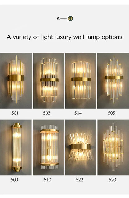 LED Luxury Crystal Wall Lamps For Living Room Hall Foyer Hotel Indoor Home Art Decor Wall Sconces Gold Bedside Lights Wall Light