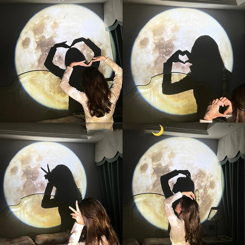 Nigtht Light Projector Cute Bedroom Decor Atmosphere Lamp Backround Wall Decoration Moon Earth Projection Photography Lamps