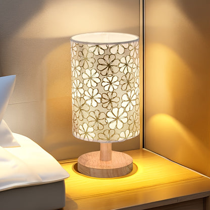 1pc Wooden Table Lamp With Fabric Shade, Modern Nordic Style, Decorative Bedroom Bedside Lamp, Creative Wooden Atmosphere Nightlight