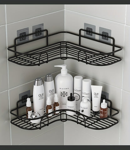 1pc Punch-Free Corner Shelf, Bathroom Rack, Wall-Mounted Storage For Toilet, Bathroom Shampoo Lotion Cosmetic Storage Rack, Bathroom Accessories