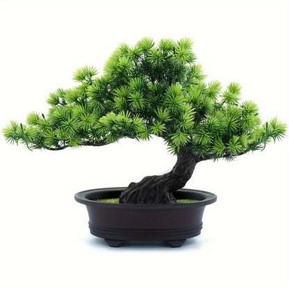 Charming 24.13cm Artificial Pine Bonsai Tree - Perfect For Home & Office Decor, Zen Garden, Bookshelf Accent, And Farmhouse Style