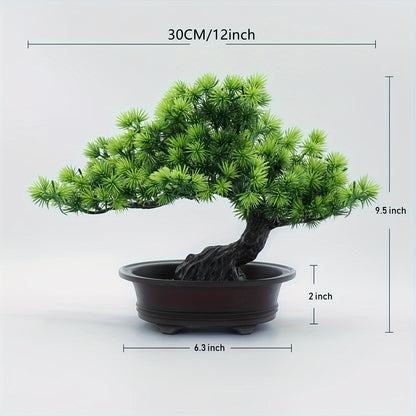 Charming 24.13cm Artificial Pine Bonsai Tree - Perfect For Home & Office Decor, Zen Garden, Bookshelf Accent, And Farmhouse Style