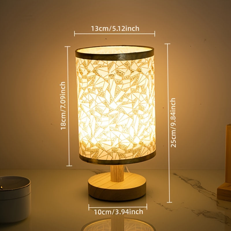 1pc Wooden Table Lamp With Fabric Shade, Modern Nordic Style, Decorative Bedroom Bedside Lamp, Creative Wooden Atmosphere Nightlight