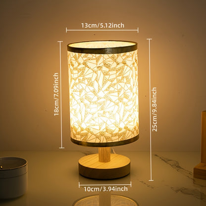 1pc Wooden Table Lamp With Fabric Shade, Modern Nordic Style, Decorative Bedroom Bedside Lamp, Creative Wooden Atmosphere Nightlight