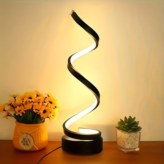 1pc Spiral Table Lamp, Nordic Modern Bedroom Bedside Lamp, Novel European Table Lamp, Study Lamp, Nightstand Table Lamp